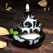 Buddha Statue Backflow Incense Burner Ceramic Censer Zen Smoke Waterfall Incense Holder Mountain River Handicraft Incense Road