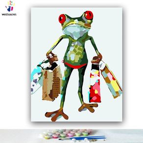 DIY Coloring paint by numbers Painted frog shopaholic Abstract figure paintings by numbers with kits 40x50 framed