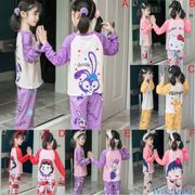 Korean Style Kids Milk Cotton Baju Tidur Children Cute Cartoon Print Pyjamas Baby Pyjamas Set Long Sleeves Girls Boys Pajamas Sleepwear Suit