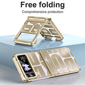 Z Flip 4 Casing Case For Samsung Galaxy Z Flip 4 Z Flip 3 Electroplating Fashion Brand Transparent Letters Hinge Hard Mobile Phone Case Cover