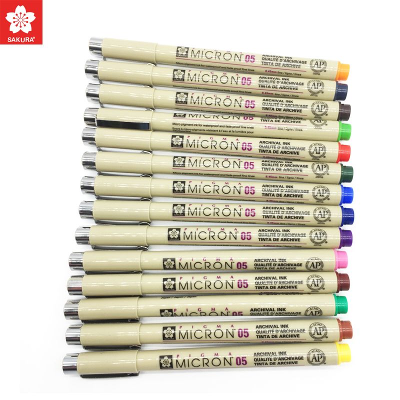 SAKURA 1pcs Micron Pen Multicolor 0.25mm 0.45mm Marker Pen Watercolor  Markers Liners for Drawing