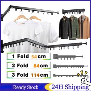 Wall Mounted Clothes Hanger Punching Free Triple Collapsible