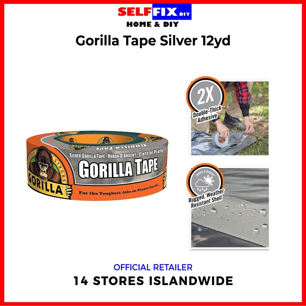 Gorilla Heavy Duty Double Sided Mounting Tape, 1 x 60/120 inches, Black  Industrial Strength