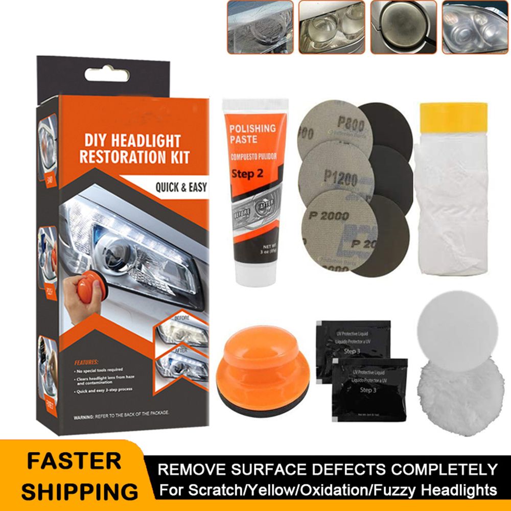 Car Headlight Restoration Polishing Kits Chemical Brightener Headlamp  Repair Light Lens Polisher Cleaning Paste Refurbish Tool - AliExpress