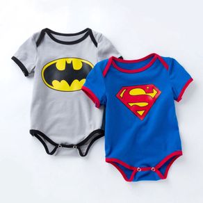 Baby boys short sleeve cartoon superman batman romper newborn infant clothing