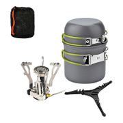 Outdoor Hiking Camping Cookware Set 1-2 Persons Portable Cooking Tableware Picnic Set Pot Pans Bowls With Dinnerware Gas Stove