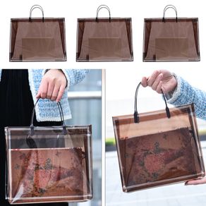 PVC Reusable Handbag Eco Bag Casual Transparent Shopping Bag Waterproof  Storage Bag Clothing Bag Shopping Pouch Tote Bag