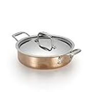 Lagostina Martellata Tri-ply Hammered Stockpot / Casserolle Cookware, Stainless Steel Copper, 3-Quart, 8400001314