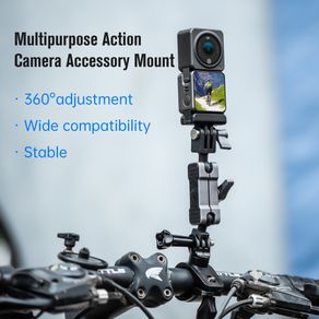 Universal Magic Arm Mount Double Ball Head Cold Shoe Clamp 1/4 Screw fo DJI Action 3/Insta360 X3OSMO Pocket/Action 2 Gopro Camera Monitor Fill Light