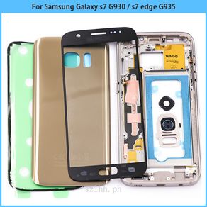 For Samsung Galaxy S7 S7 Edge G930F G935F Housing Case Middle Frame + Battery Back Cover Glass + Front Glass Panel+ Adhe