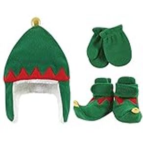 Hudson Baby baby-girls Trapper Hat, Mitten and Bootie Set, Elf, Months