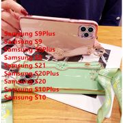 Samsung S9Plus / S9 / S8Plus / S8 / S21 / S20Plus / S20 / S10Plus / S10 Soft Silicone Shell Luxury Plating Wristband Lanyard Mobile Phone Case