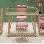Iron art net red nail table single table and chair set nordic light luxury nail table golden paint manicure table