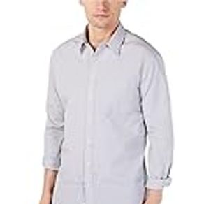 DKNY Mens Cotton Collared Button-Down Shirt Gray L