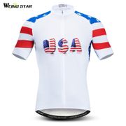 Weimostar USA Team Cycling Jersey Shirt Summer Men Breathable Bicycle Clothing Short Sleeve Canada Cycling Wear MTB Bike Jersey