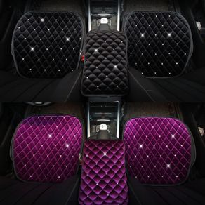 Winter Warm Diamond Plush Universal Car Seat Cover Mat Seat Cushion Velvet Rhinestones Protector Car Accessories Girls Women