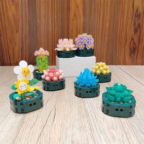 Creative Succulent Potted Plant Series Home Decoration Compatible Lego Building Blocks Desktop Boys Girls Children Holiday Celebration Birthday Gifts