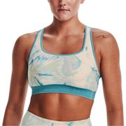 Under Armour Mid Crossback Print - Women Printed Sports Bra (Grey) 1371144-279