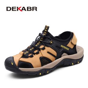 DEKABR Genuine Leather Men Sandals New Summer Men Shoes Beach Sandals For Man Fashion Brand Outdoor Casual Shoes Walking Flats
