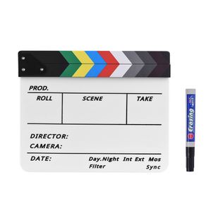 Andoer Clapper Board Professional Acrylic Clapboard Dry Erase TV Film Movie Director Action Scene Slate With Marker Pen Eraser