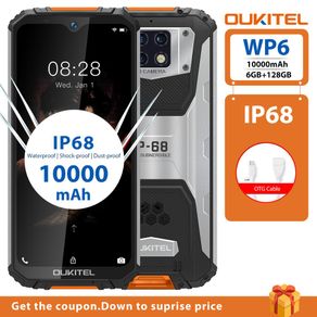 OUKITEL WP6 6GB 128GB Mobile Phone Rugged Ip68 Octa Core Waterproof 48MP Smartphone 9V/2A 10000mAh Battery Triple Camera