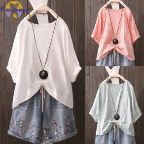 Women O Neck Short Sleeve Solid Color Loose T-Shirt Tops for Summer Women Lady O Neck Short Sleeve Solid Color Loose T-shirts Tops Tee Comfortable Soft Casual
