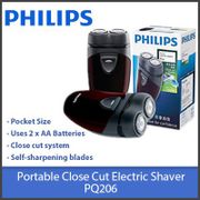 Philips PQ206 / Portable Close Cut Electric Shaver / Uses 2 x AA Batteries