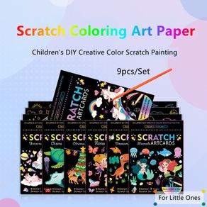 Scratch Art Paper Magic Painting Paper with Drawing Stick for Kids