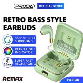 REMAX Earbud Wireless Earbuds Retro Wireless Earbud Bass True Wireless Earbuds Mini TWS-38 Music Earbuds Wireless 藍牙耳機無線