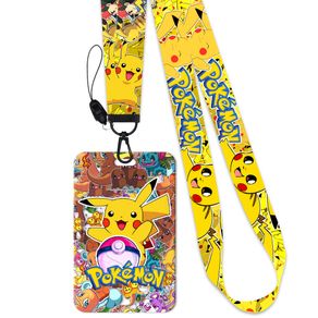 Japanese Anime Merchandise Pikachu Card Holder Lanyard Pokemon Keychain Mobile Phone Wristband Detachable