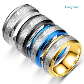 FANCY Men 8mm Silver Tungsten Carbide Ring Vintage Meteorites Pattern Wedding Engagement Band Domed Comfort Fit