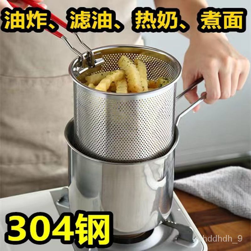 Deep Frying Pan Japanese-style Tempura Deep Fryer With Thermometer Lid Oil  Drip Drainer Rack Nonstick Stainless Steel Fryer Pot - AliExpress