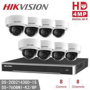Hikvision CCTV Kits NVR DS-7608NI-K2/8P 8CH 8POE + 8MP Turret Network Camera Camera Night Vision Video Surveillance