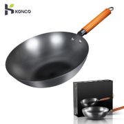 Konco Chinese Iron Wok Traditional Handmade Iron Wok Non-stick Pan Non-coating Gas and Induction Cooker Cookware Kitchen pot