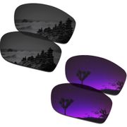 SmartVLT 2 Pairs Polarized Sunglasses Replacement Lenses for Oakley Fives Squared Stealth Black and Plasma Purple