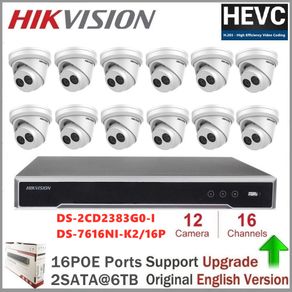Hikvision Security Camera Kits DS-2CD2383G0-I 8MP IP Camera Dome POE H.265 + DS-7616NI-K2/16P Embedded Plug & Play NVR