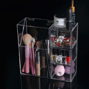 Multi-function Acrylic Makeup Organizer Makeup Brush Display Box Cosmetics Tools Storage Holder Jewelry Accessory Case Casket