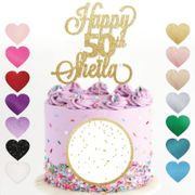 Personalize Happy 50th Birthday Gold cake topper glitter cake topper personalised Fifty 30th 40th 60th 70th Party Decorations