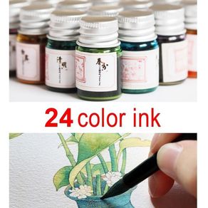 5ML 24 Colors Calligraphy Writing Painting Fountain Pen Ink with Glitter Powder