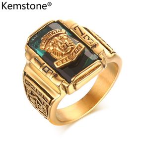 Kemstone Personality Retro Gold Plated 316L Titanium Steel Ring 1973 Tiger Men Rings
