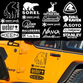 Outdoor Camping Car Stickers Motorycycle Body Decalls Snow Peak MP Coleman Patagonia Car Window Scratched Stickers