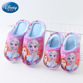 Frozen Disney elsa anna Princess Children's Cotton Slippers Bag with Girls and Boys parent-child Plus Velvet Cotton Slippers