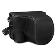 MegaGear MG1750 Ever Ready Leather Camera Case Compatible with Canon EOS M6 Mark II (15-45mm) - Black