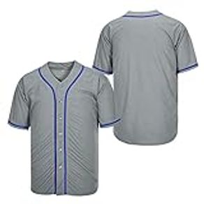 Oldtimetown Mens Button Down Baseball Jersey, Blank Softball Team Uniform, Hip Hop Hipster Short Sleeve Active Shirts