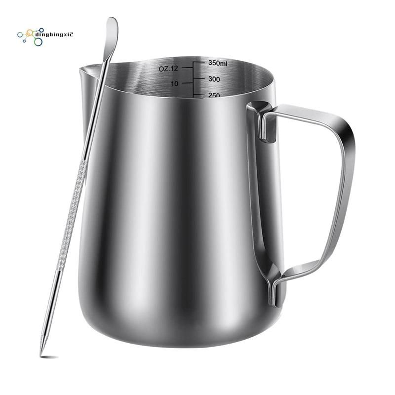 1pc, 12oz Milk Frothing Pitcher, Espresso Steaming Pitcher, Espresso  Machine Accessories, Milk Frother Cup, Milk, Coffee, Cappuccino, Latte,  Stainless