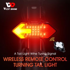 WEST BIKING Bicycle Turn Signal Tail Light Wireless Remote Control Ultralight LED Light Bike Rear Light Bicycle Accessories USB Rechargeable Cycling Taillight