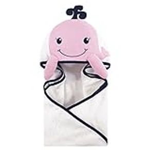Hudson Baby Animal Face Hooded Towel, Girl Whale, One Size