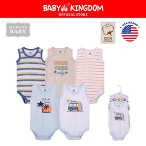 Hudson Baby 5pcs Sleeveless Bodysuits Set (0-3 /3-6 /6-9 /9-12mths)