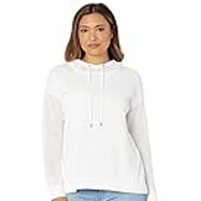 Calvin Klein Women's Funnel Neck Sweater with Pockets, SOFT WHITE, L