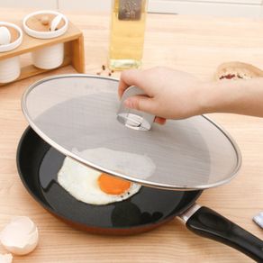 25/29/33cm Stainless Steel Oil Cover Frying Pan Splatter Screens Fat Cover Lid with Handle Kitchen Cookware Cooking Tools